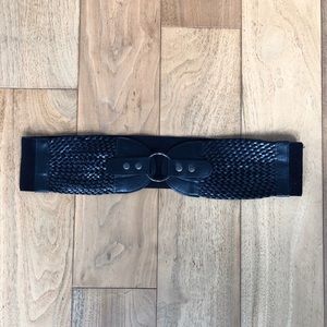 Black Elastic Woven Waist Belt